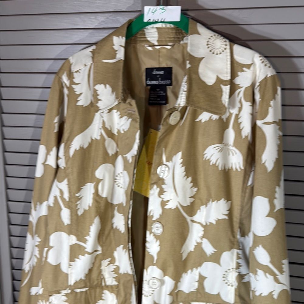 Dennis Basso Tan and White Blazer Lightweight Suit Jacket - Picture 7 of 12